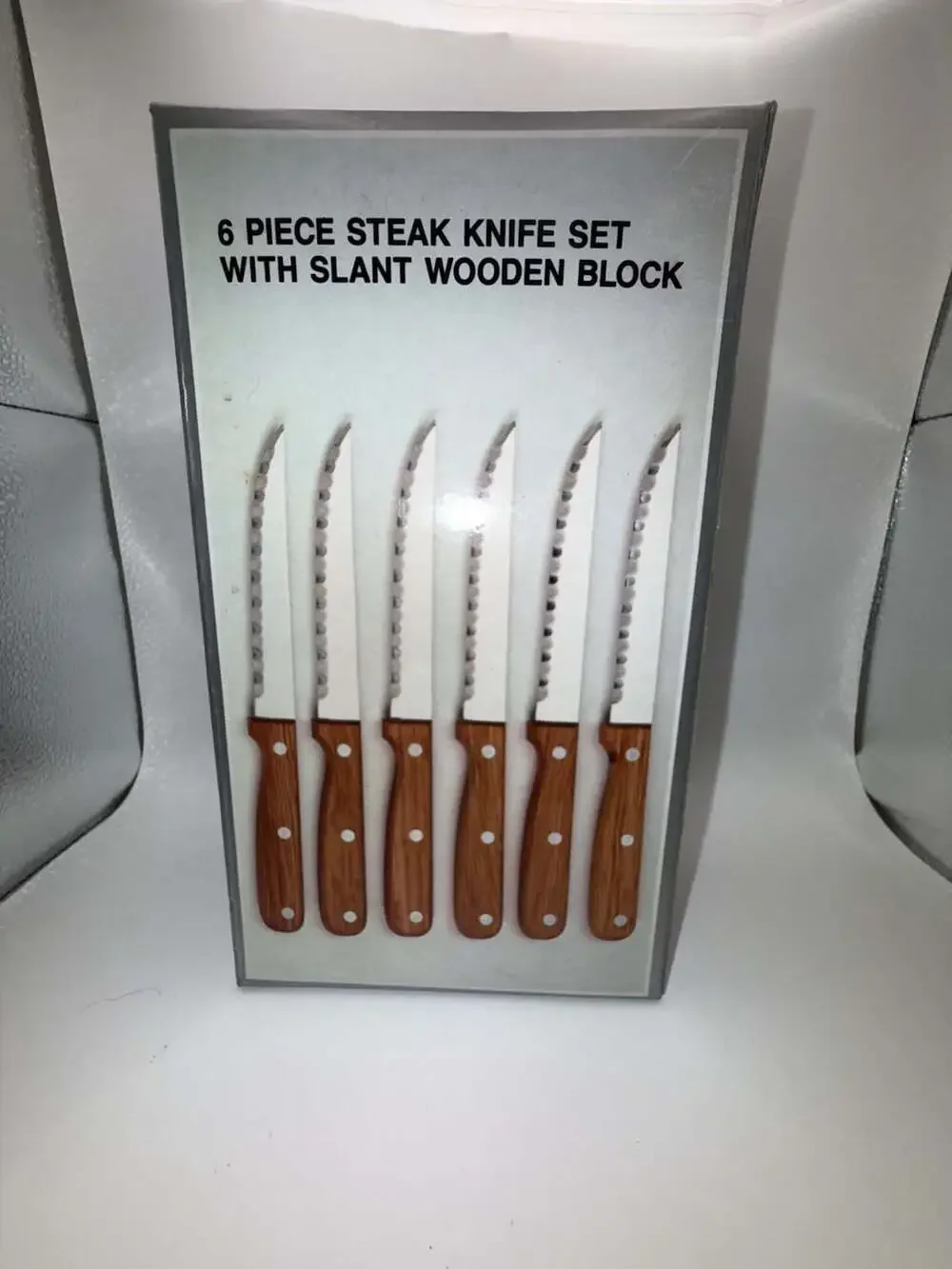 Kmart 6-Piece Steak Knife Set with Slant Wooden Block